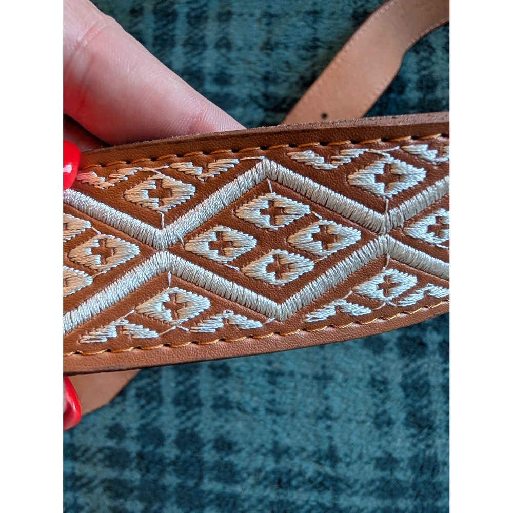 Authentic Mexican Leather Western Belt Size 40 Embroidered Horse Charro Vaquero - Picture 4 of 9